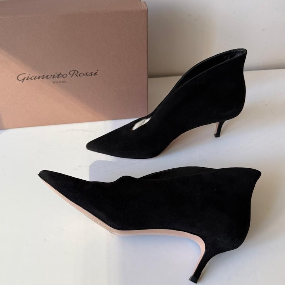 Gianvito Rossi - Vania 55 ankle boots bootie pumps black suede RP $895